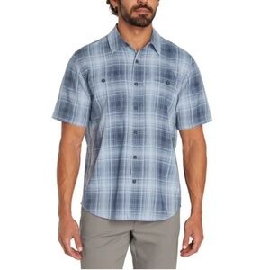 Orvis Men's Short Sleeve Woven Tech Shirt Blue, Stretch, UPF 30, Size XL